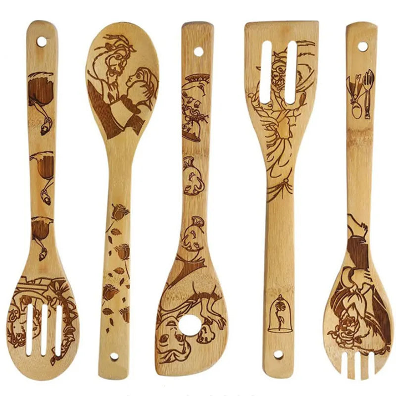 5 Piece Disney Wooden Utensil Set