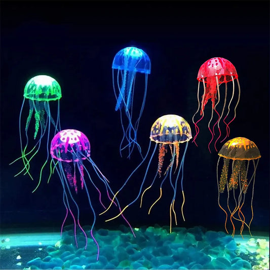 Illuminating Artificial Jellyfish Decoration For Aquarium.