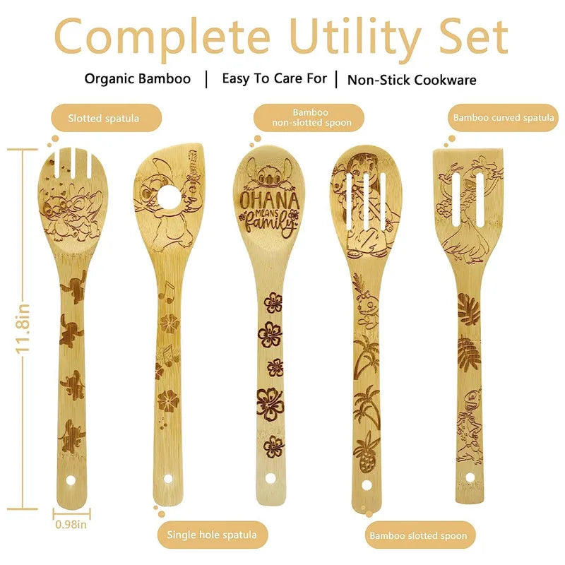 5 Piece Disney Wooden Utensil Set