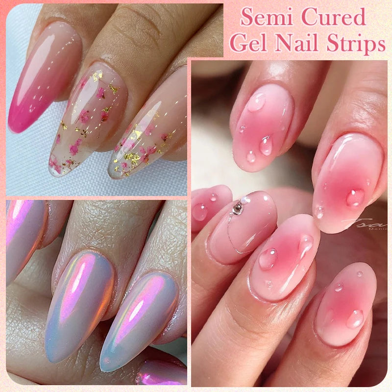 Gel semi-cured nail strips with mini file and shaping stick