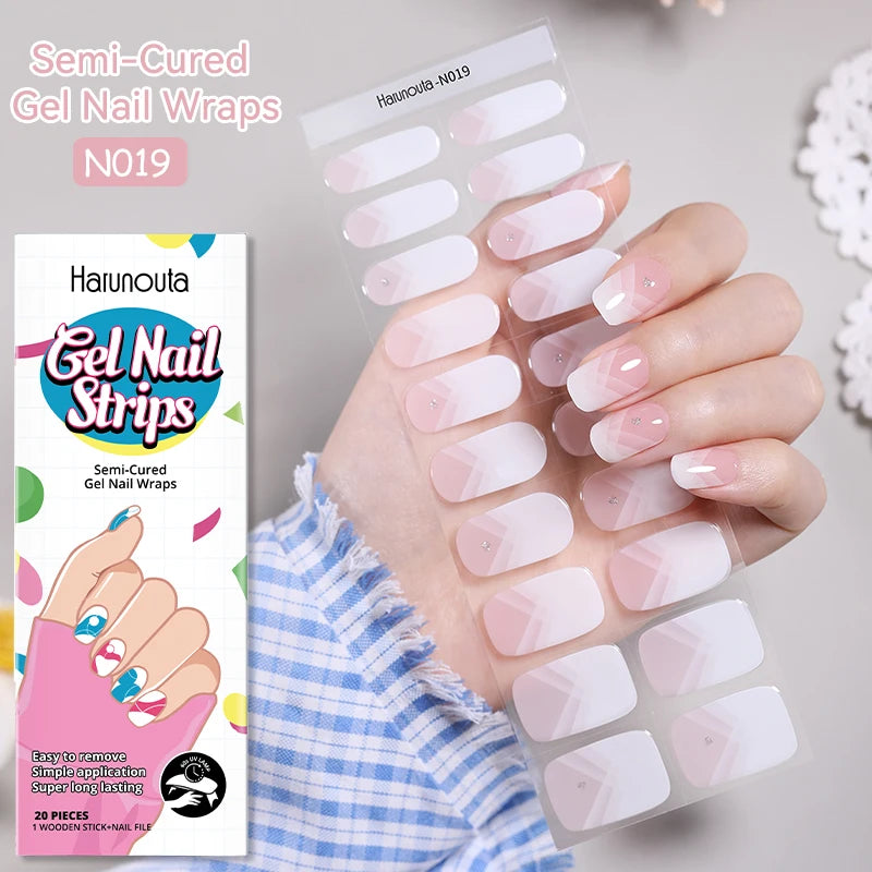 Gel semi-cured nail strips with mini file and shaping stick